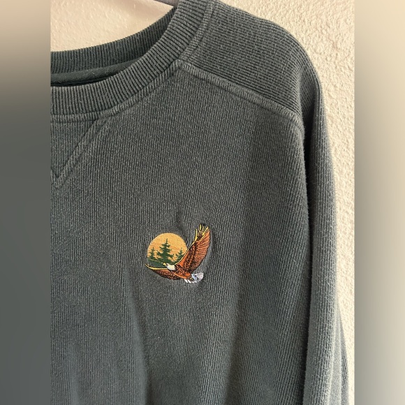 Vintage Habitat Eagle Embroidered Ribbed Crewneck Sweatshirt Size XL - Picture 3 of 7